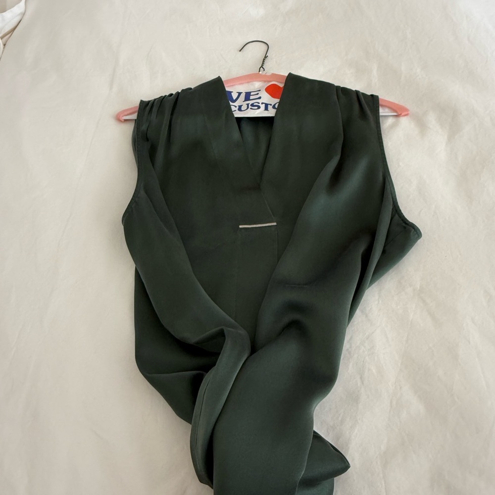 Lafayette 148 Dark Green Sleeveless Blouse